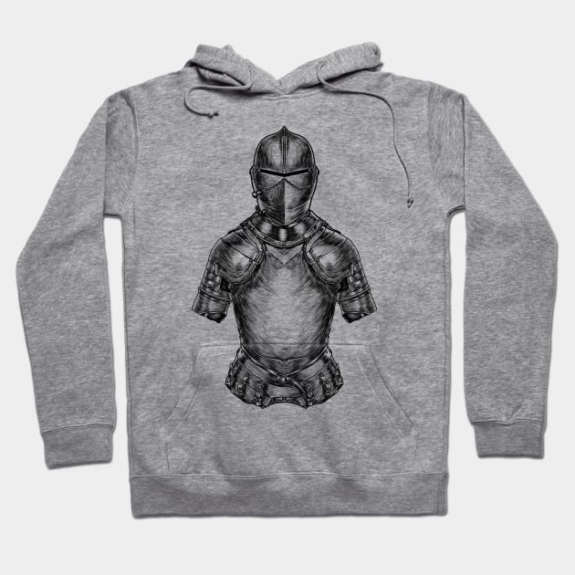 Chivalry in Steel: Medieval Knight Armor Hoodie by Holymayo Tee